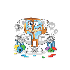 window mad scientist illustration. character vector