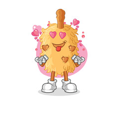 feather duster fallin love vector. cartoon character