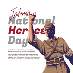 Indonesian Hero's Day illustration with Bung Tomo inflames the spirit