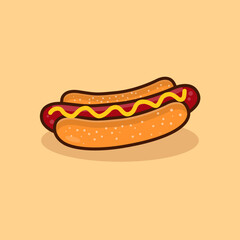 hot dog flat design. fast food. suitable for icons or logos for restaurants and cafes. vector illustration