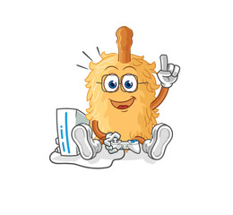 feather duster playing video games. cartoon character