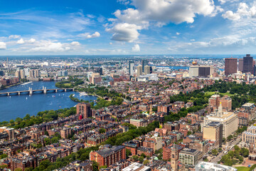 Fototapeta na wymiar Panoramic aerial view of Boston, USA