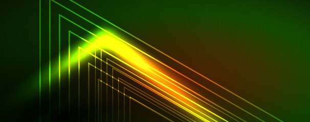 Neon glowing techno lines, hi-tech futuristic abstract background template. Vector illustration for wallpaper, banner, background, leaflet, catalog, cover, flyer