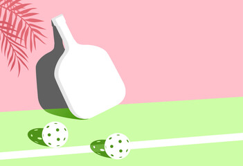 Premium editable vector background of pickleball paddle and ball for any graphic purpose