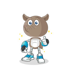 tapir robot character. cartoon mascot vector