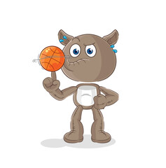 tapir playing basket ball mascot. cartoon vector