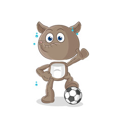 tapir playing soccer illustration. character vector