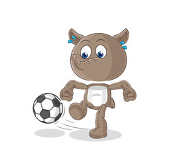 tapir kicking the ball cartoon. cartoon mascot vector