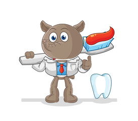 tapir dentist illustration. character vector
