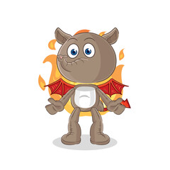 Naklejka premium tapir demon with wings character. cartoon mascot vector