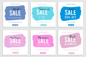 Set of social media sale banners. Vector illustration banners for shopping and marketing.