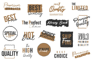 Fototapeta premium Premium Quality sign, logo. Promotional sale badge and retail paper stickers.