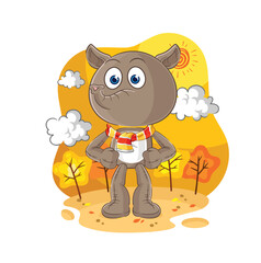 tapir in the autumn. cartoon mascot vector