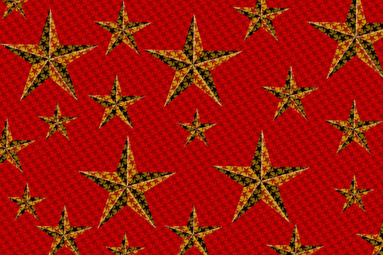 Gold Star Red Holiday Christmas Paper Card Decoration Stars Backdrop Pattern