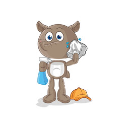 tapir cleaner vector. cartoon character