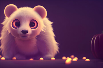 Obraz premium Cute illustration of white bear on halloween