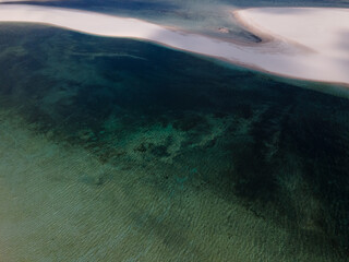 Drone view of lagoons with dunes , Len&ccedil;ois Maranhenses, Brazil 