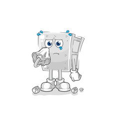 concrete brick cry with a tissue. cartoon mascot vector