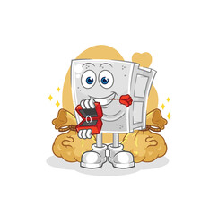 Fototapeta premium concrete brick propose with ring. cartoon mascot vector