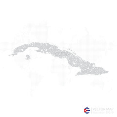 Cuba grey map isolated on white background with abstract mesh line and point scales. Vector illustration eps 10