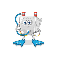 concrete brick diver cartoon. cartoon mascot vector