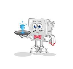 concrete brick waiter cartoon. cartoon mascot vector