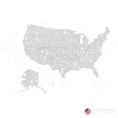 United States of America grey map isolated on white background with abstract mesh line and point scales. Vector illustration eps 10