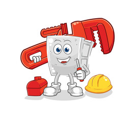 Fototapeta premium concrete brick plumber cartoon. cartoon mascot vector