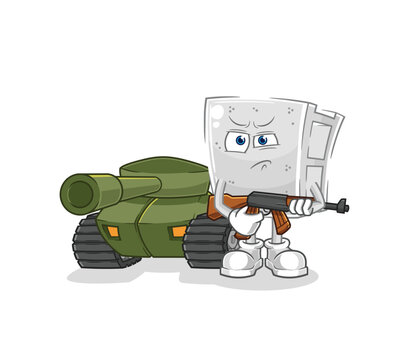 film strip character holding gun near tank clip art preview
