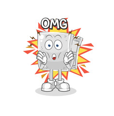 concrete brick Oh my God vector. cartoon character