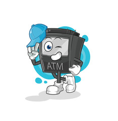 ATM machine young boy character cartoon