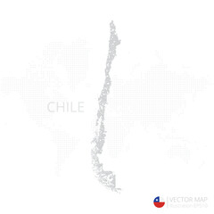 Chile grey map isolated on white background with abstract mesh line and point scales. Vector illustration eps 10