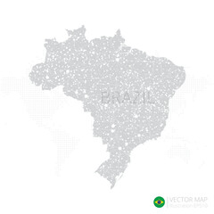 Fototapeta premium Brazil grey map isolated on white background with abstract mesh line and point scales. Vector illustration eps 10
