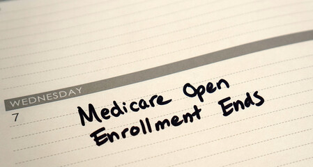 Calendar reminder that Medicare Open Enrollment ends on December 7.