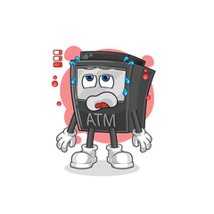 Naklejka premium ATM machine low battery mascot. cartoon vector