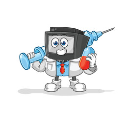 ATM machine doctor holding medichine and injection