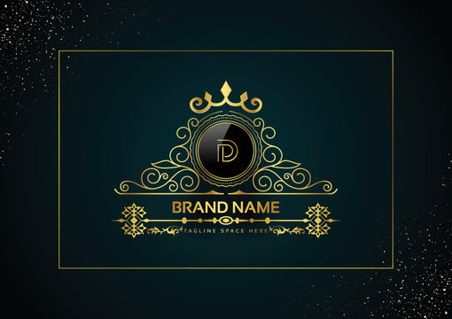Letter D Gold Luxury Crown Logo Concept, Royal Premium Logo Template Vector.