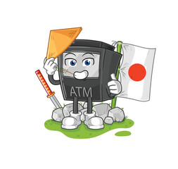 ATM machine japanese vector. cartoon character