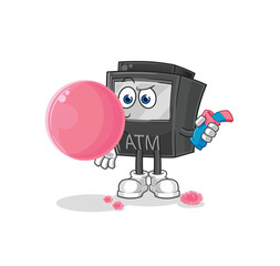 ATM machine chewing gum vector. cartoon character