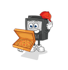 ATM machine pizza delivery boy vector. cartoon character