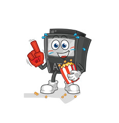 ATM machine fan with popcorn illustration. character vector