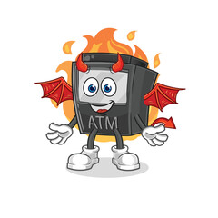 ATM machine demon with wings character. cartoon mascot vector