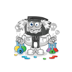 ATM machine mad scientist illustration. character vector