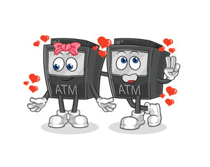 ATM machine dating cartoon. character mascot vector