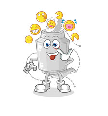 exhaust laugh and mock character. cartoon mascot vector