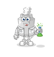 exhaust scientist character. cartoon mascot vector