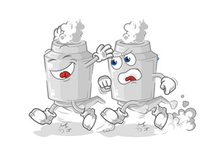 exhaust play chase cartoon. cartoon mascot vector
