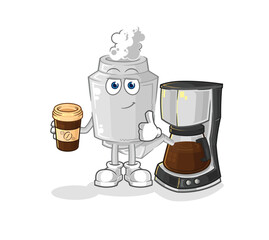 exhaust drinking coffee illustration. character vector