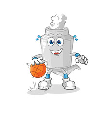 exhaust dribble basketball character. cartoon mascot vector