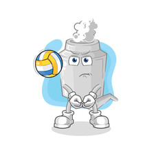 exhaust play volleyball mascot. cartoon vector